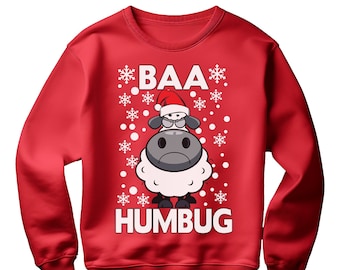 Baa Humbug Christmas Sweatshirt | Funny & Festive Unisex Printed Jumper | Spread Holiday Cheer | Winter Christmas Sweater Jumper