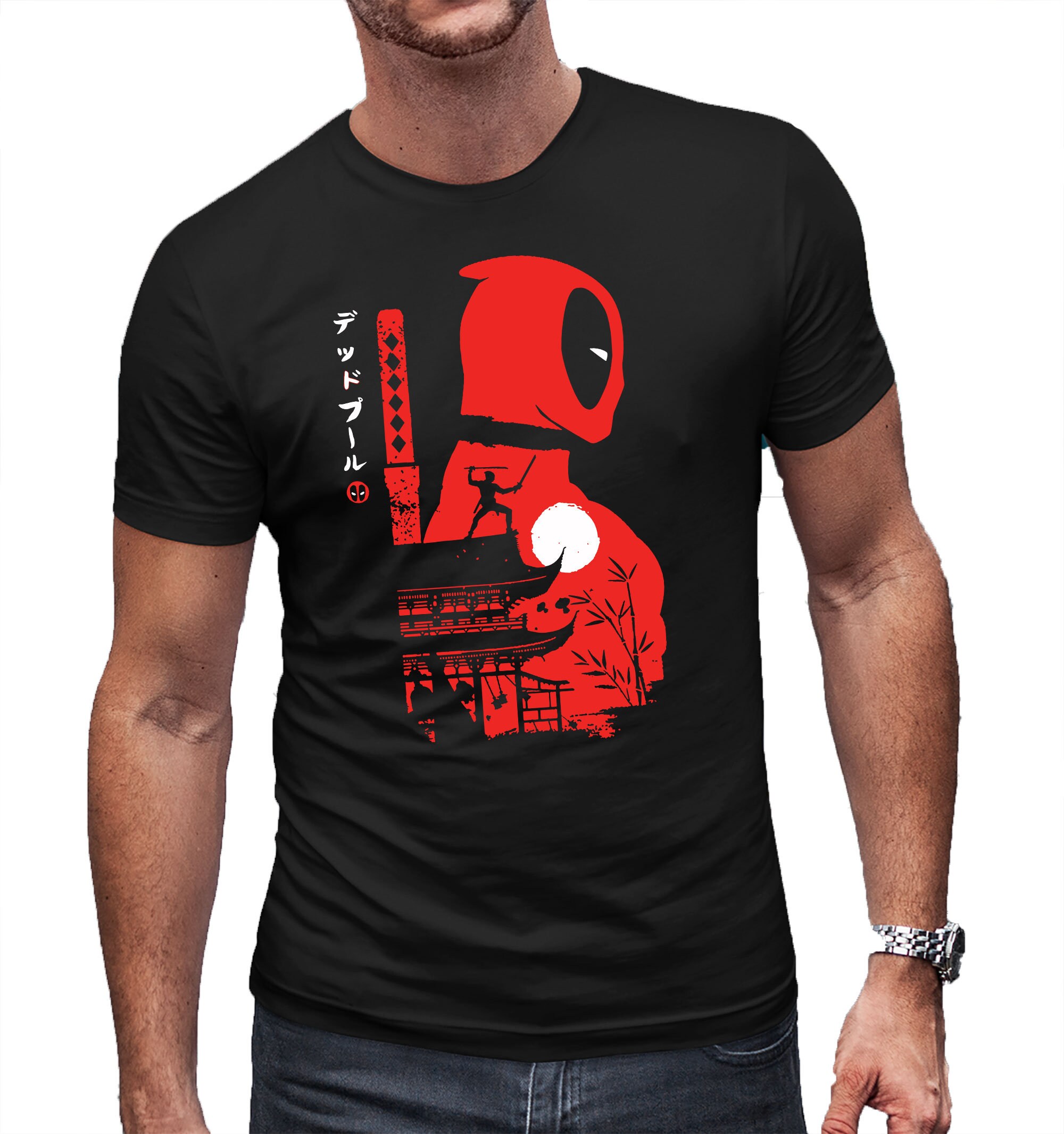 Deadpool Marvel Vai T-Shirt con Licenza Grande Cotone Stampa Frontale Fumetto Rosso 