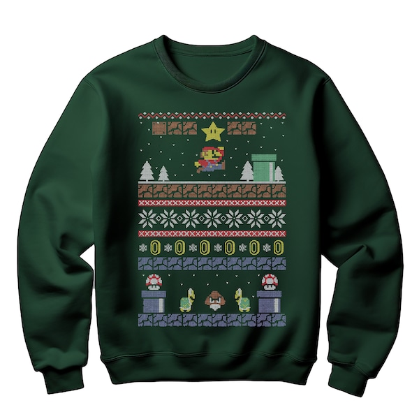 Mario Gaming Christmas Jumper | Funny & Festive Unisex Printed Sweatshirt | Spread Holiday Cheer | Winter Christmas Sweater Adults and Kids