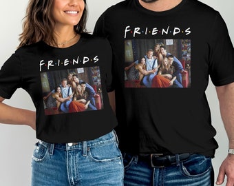 Friends Classic Logo Group Portrait T-Shirt, Retro T-Shirt, Vintage T-Shirt, Retro Graphic Tee, Women's Basic Tee, Female Gift Idea