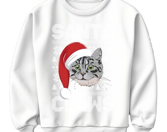 Santa Claws Cat Christmas Sweatshirt: Funny Unisex Holiday Jumper