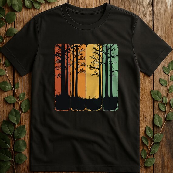 Herfstbos T-shirts, kleurrijke bomen, wandelkleding, buiten natuur