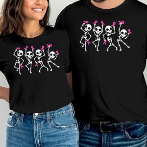 Pink Ribbon Breast Cancer Skeleton T-Shirt, Cancer Ribbon T-Shirt, Pink Ribbon, Support Cancer Awareness Tee, Ribbon T-Shirt Gift