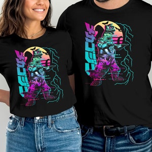 Kaiju Monster Neon Mecha T-Shirt, Godzilla T-Shirts, Godzilla vs. Mecha Kaiju T-Shirts, Monster Film Shirts