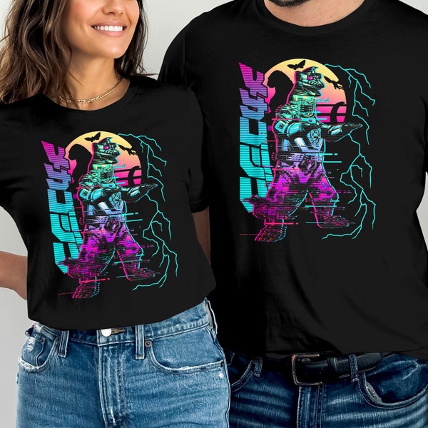Kaiju Monster Neon Mecha T-Shirt, Godzilla T-Shirts, Godzilla vs. Mecha Kaiju T-Shirts, Monster Movie Shirts