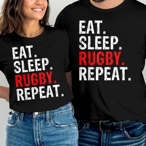 Eat Sleep Rugby Repeat T-Shirt, Rugby Shirt, Gift for Rugby Player, Rugby Gift, Rugby Tee, Funny Rugby Shirt, Gift for Him