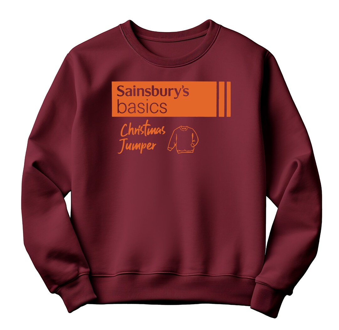 Sainsburys Supermarket Christmas Jumper Funny & Festive Unisex Printed Sweatshirt Spread Holiday