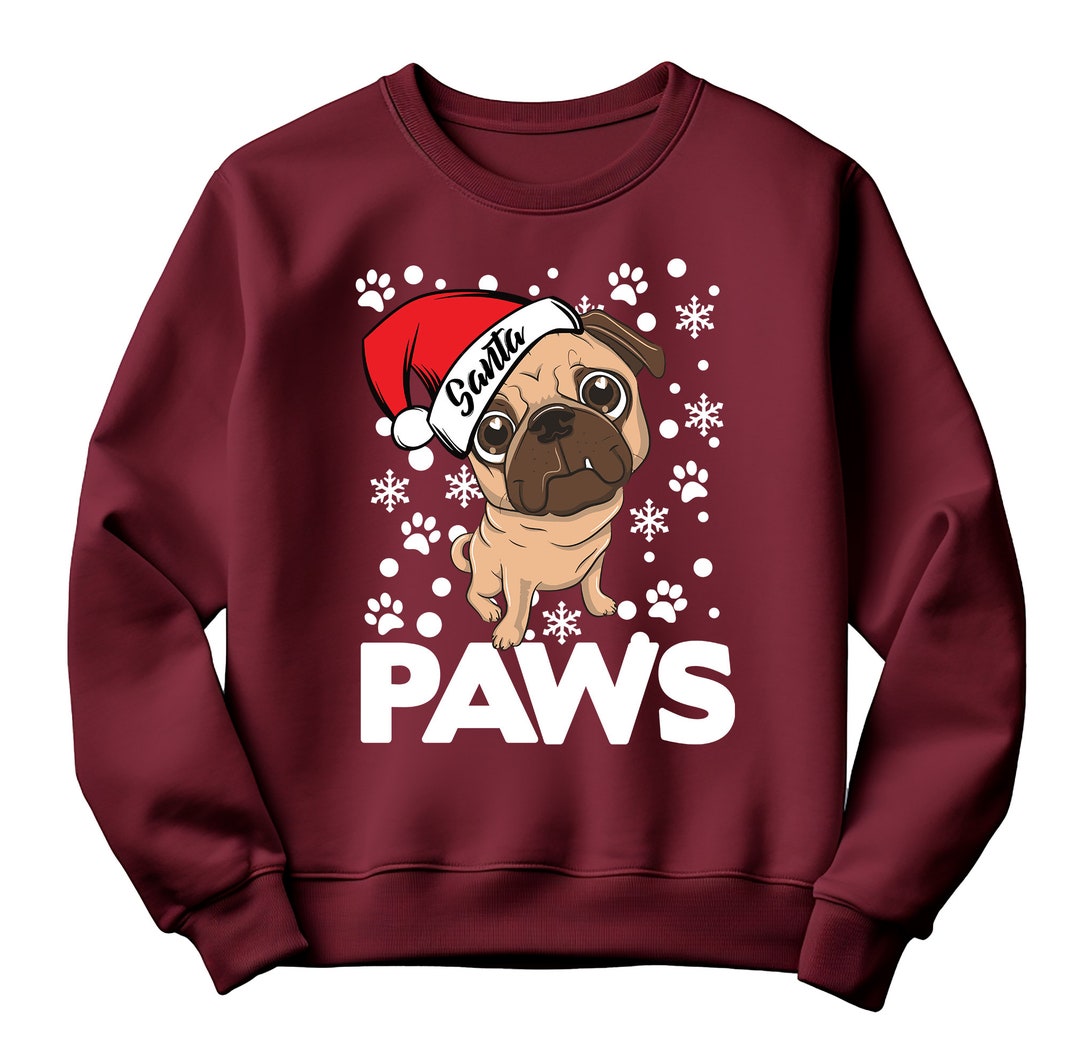 Santa Paws Pug Dog Christmas Jumper Funny & Festive Unisex Printed Sweatshirt Spread Holiday
