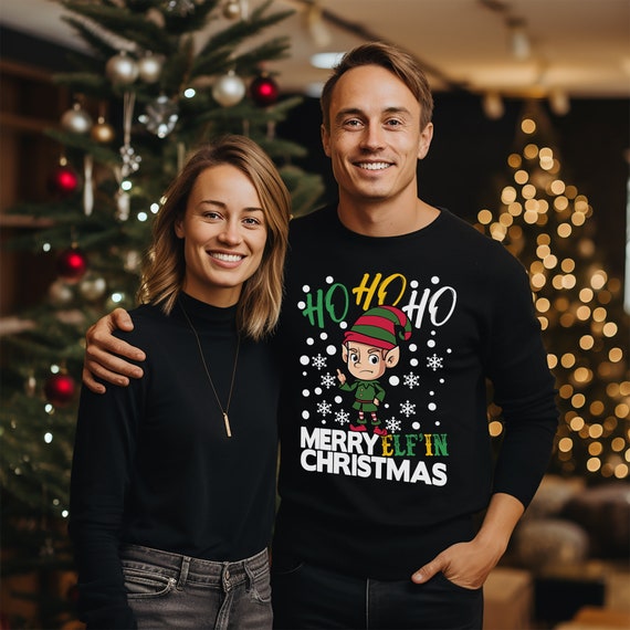 Merry Elf in Christmas Jumper Funny Festive Unisex Printed Sweatshirt Spread Holiday Cheer Winter Christmas Sweater Men Ho Ho Ho Etsy