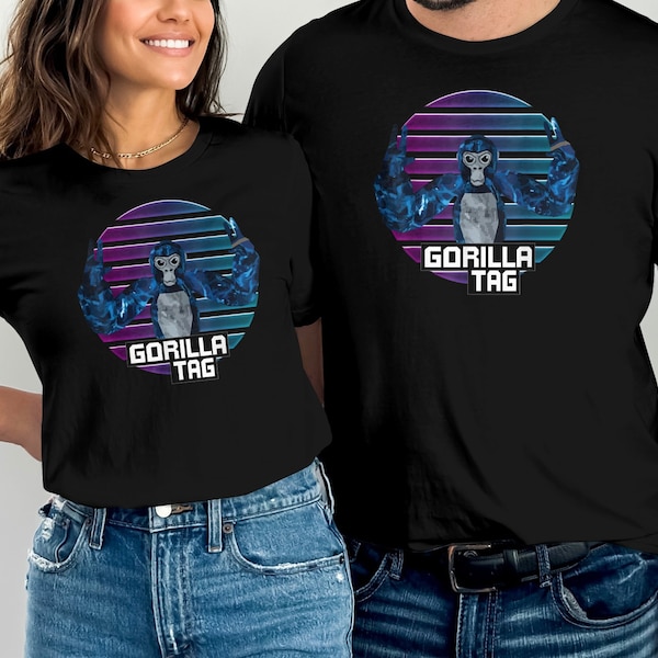 Retro Gorilla Tag T-Shirt, Damen Unisex Crewneck Shirt, Tierliebhaber Geschenk, Animal Print Shirt, lustiges T-Shirt, Mode Tee