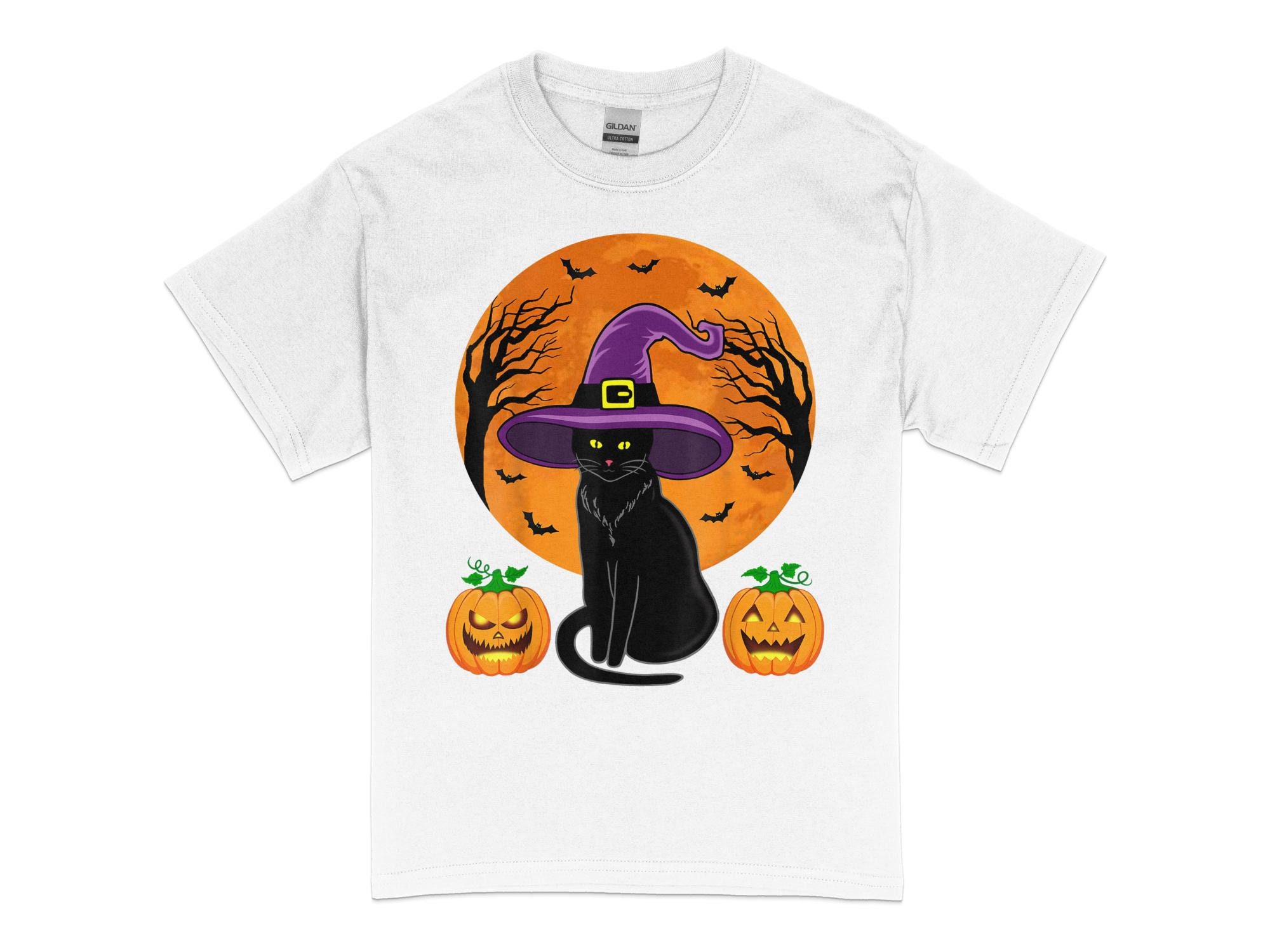 Girls Glow In The Dark Halloween Short Sleeve Cat Witch Graphic Tee - Foto 4