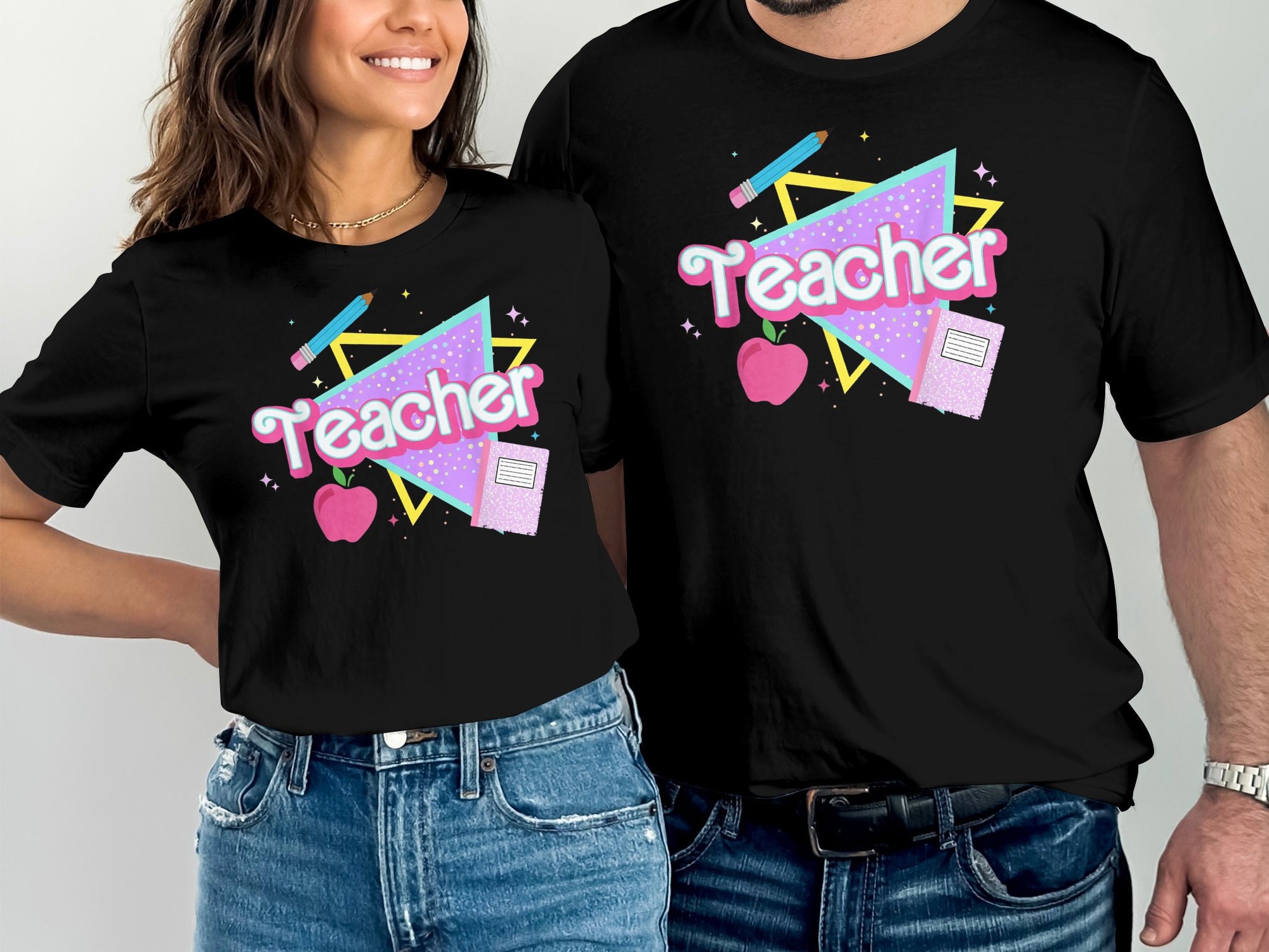 Funny Teacher T-Shirt For Women - Teaching Heart Graphic Tee, Teacher Day Gift, Pink, Medium