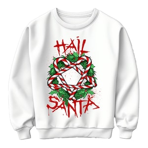 Hail Santa Wreath Father Christmas Jumper | Funny & Festive Unisex Printed Sweatshirt | Spread Holiday Cheer | Winter Ugly Xmas Sweater