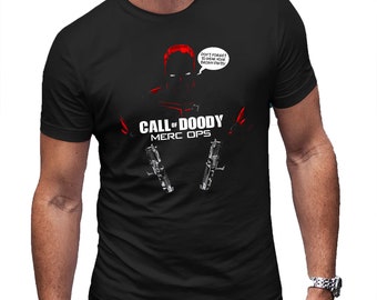 DeadPool Call Of Doody Mash Up T-Shirt Herren Schwarz Tee Lustiges Shirt