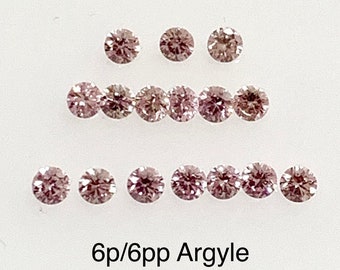 Różowy diament Argyle: okrągły kamień ozdobny o masie 0,03 ct