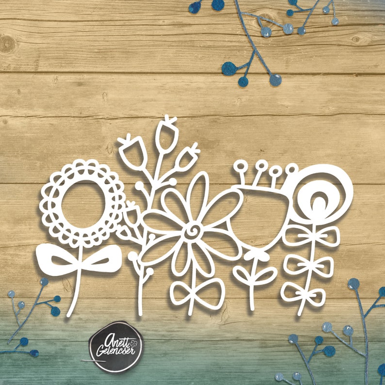 Download Doodle Flowers cut file SVG PNG PDF Dxf Silhouette Cameo ...
