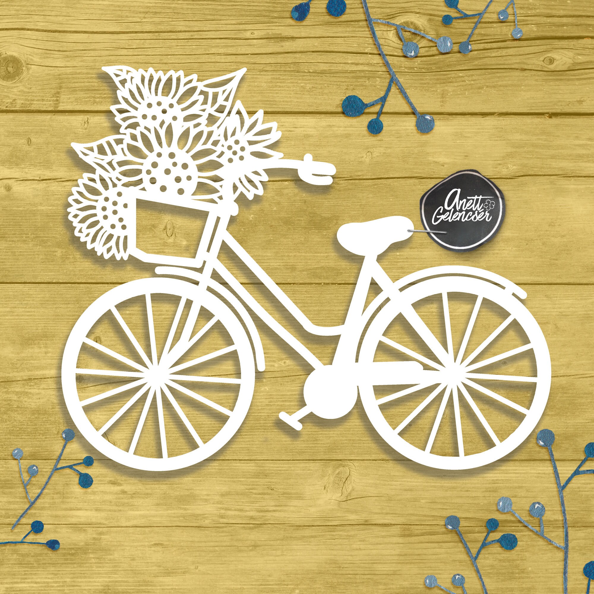 Download Bicycle with Sunflowers cut file SVG PNG PDF Dxf ...