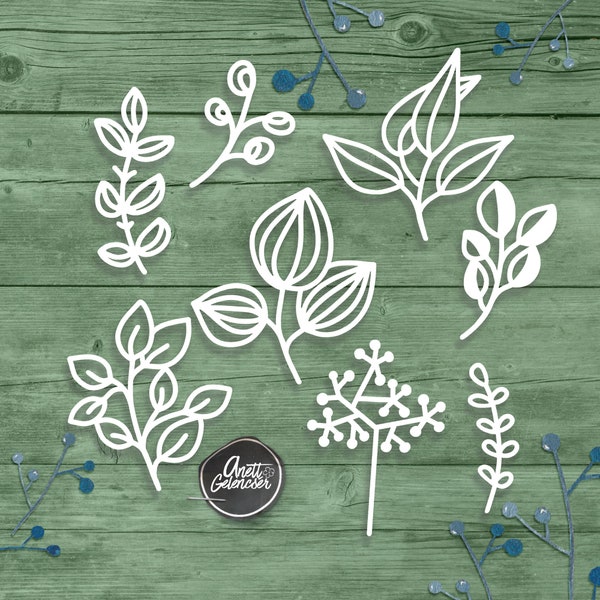 152Leaves and Branches coupe file SVG, PNG PDF Dxf, Silhouette Cameo, Scrapbooking, Clip art, Hand Cutting template, Cricut, Invitation card