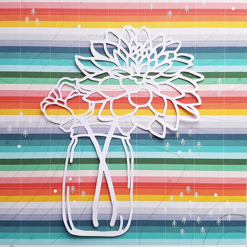 Download Flower in jar cut file Digital Scrapbook Paper cut svg | Etsy