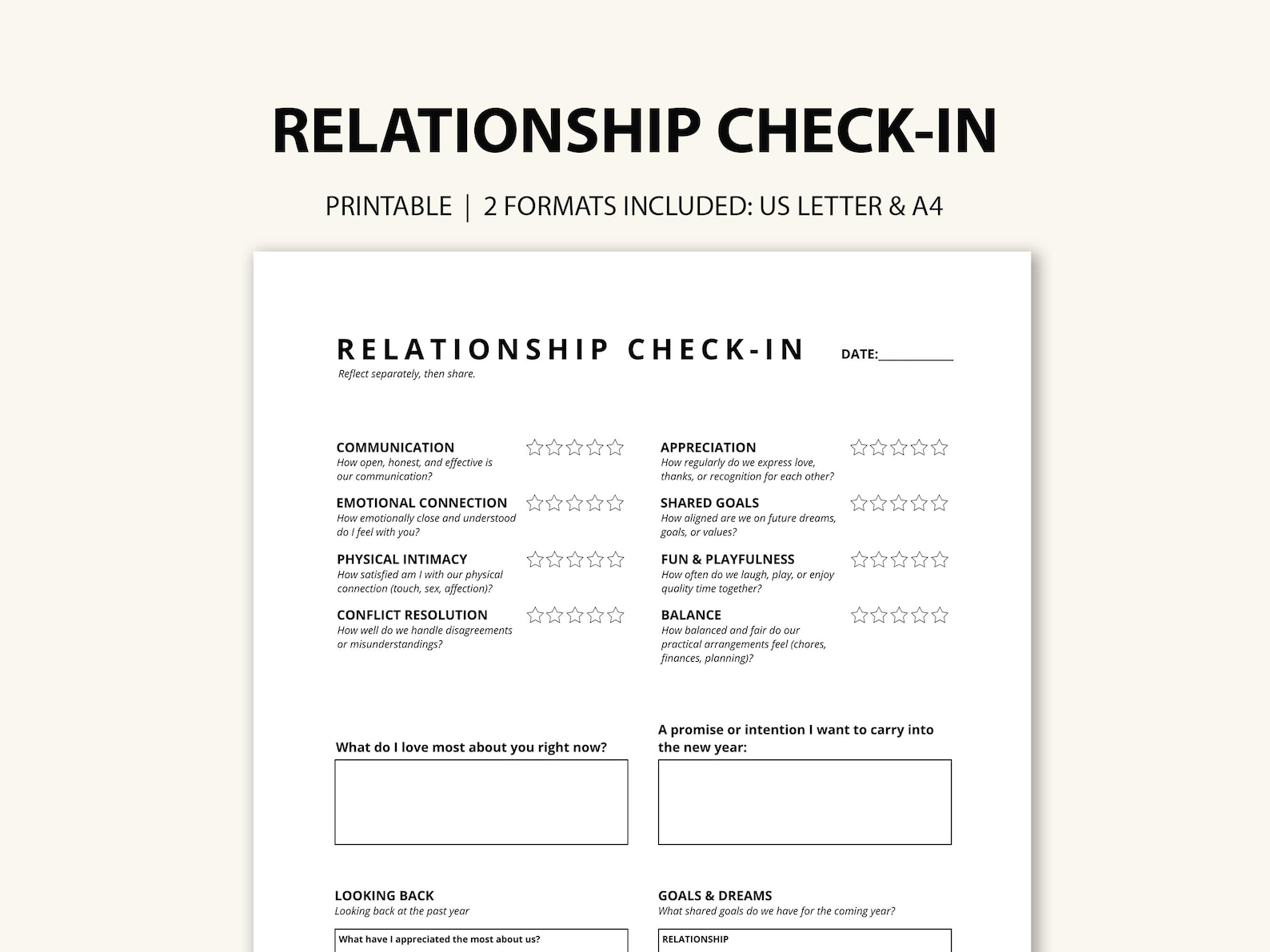 Relationship Checklist.pdf Couples Relationship Check-in Printable: Assessment & Growth Journal ...