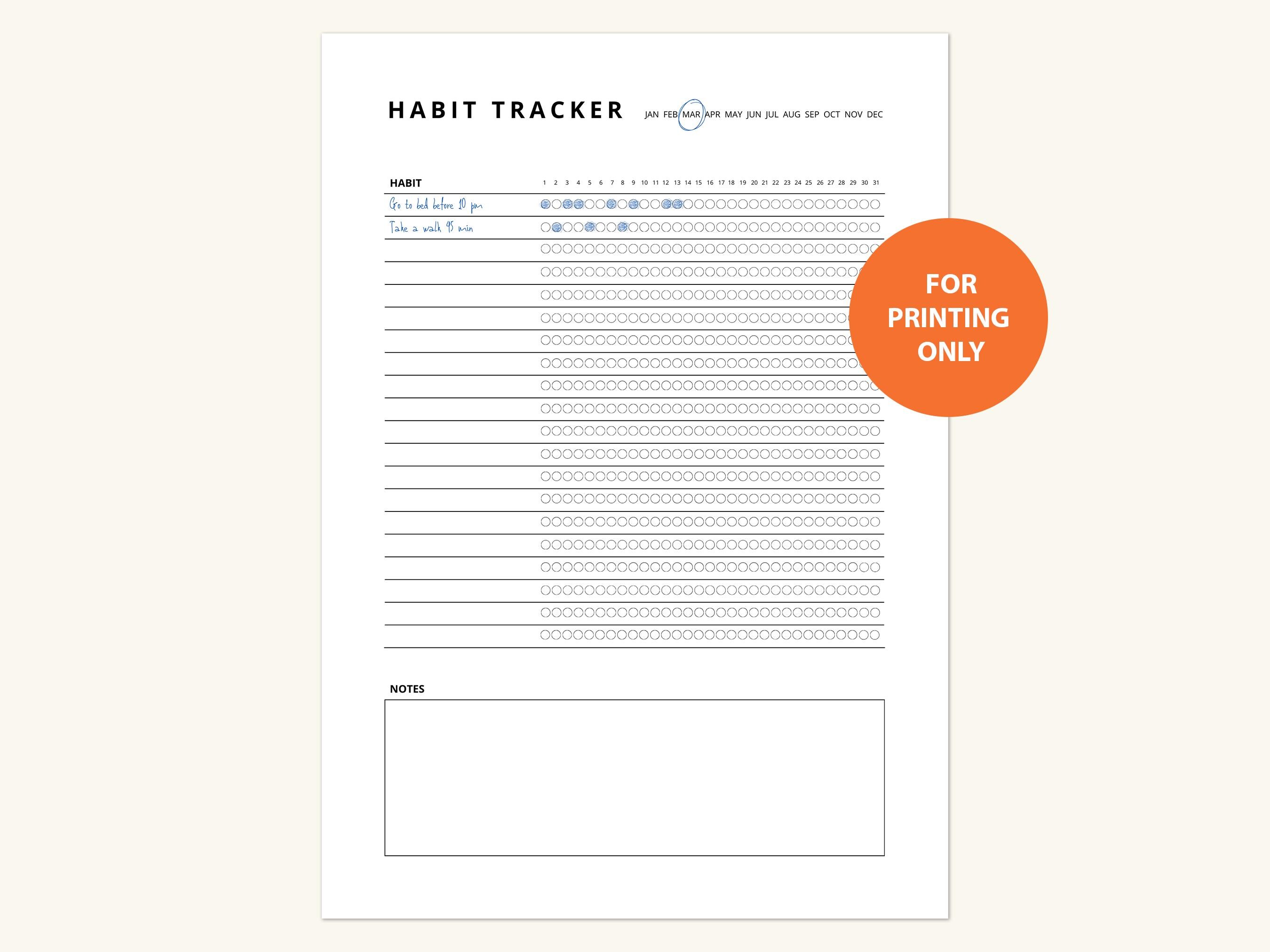 Monthly Habit Tracker | Printable PDF | Routine Planner - Etsy