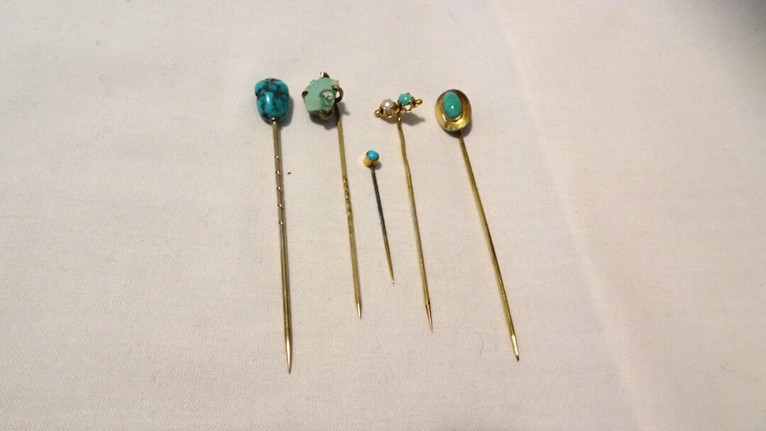 Sorrell Stick Pin Vintage Stick Pins With Turquois Color Stones - Etsy