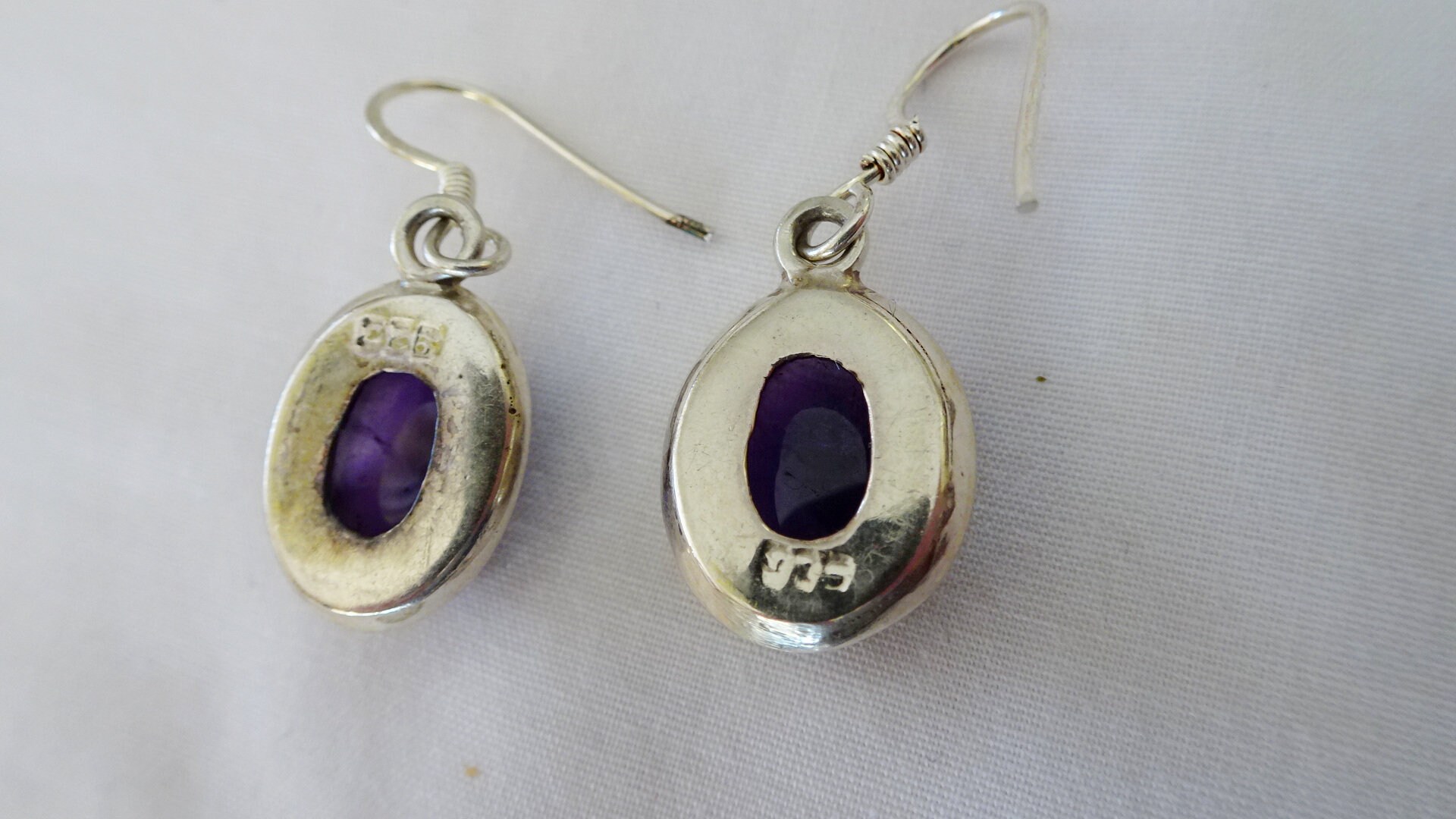 Sterling 925 silver / purple stone / dangle earrings Etsy