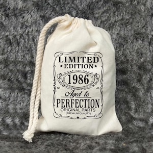 Aged to perfection Limited edition vintage Birthday Favor Bags 20th 30th 40th 50th 60th 70th Birthday bag Custom Printed Hangover kit