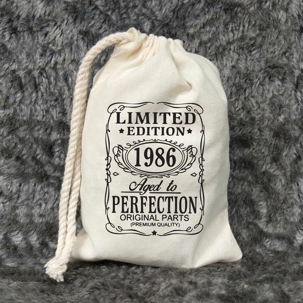 Aged to perfection Limited edition vintage Birthday Favor Bags 20th 30th 40th 50th 60th 70th Birthday bag Custom Printed Hangover kit