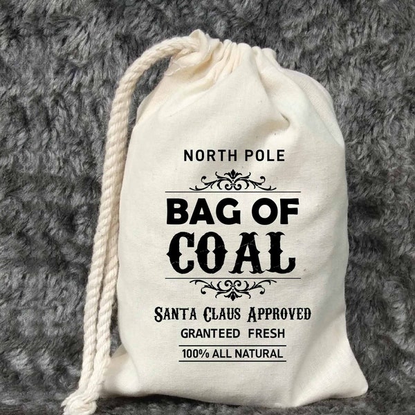 Christmas Bag-Bag of Coal-Christmas Gift Bag-Christmas Favor Bag-Santa Sack-Lump of Coal-Stocking Stuffer-Christmas for Kids