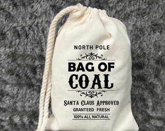 Christmas Bag-Bag of Coal-Christmas Gift Bag-Christmas Favor Bag-Santa Sack-Lump of Coal-Stocking Stuffer-Christmas for Kids
