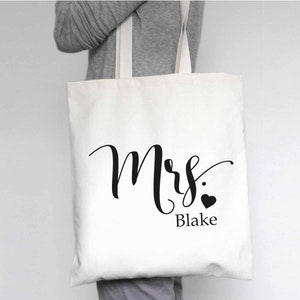 Personalized Mrs Tote Bag-wedding Tote Bag-bridal Shower - Etsy