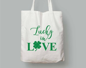 Lucky in Love-Irish Wedding- Wedding Tote-Shamrock Tote Bags-Welcome Bag- Fun Favor Bags-St Patricks Day Gift