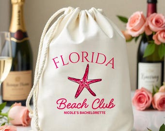Custom Starfish Beach Club Bags - The Bach Club Party Favor Bags - Girls Trip Welcome Bags - Welcome Favor Bags - Hangover Recovery Kit Bags