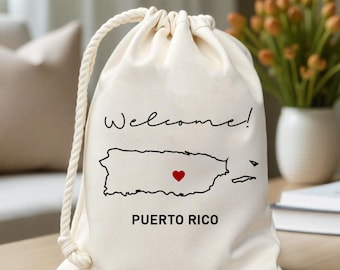 Puerto rico favor bags - Destination Wedding - State Outline Bag - Bachelorette Parties - Customized State Favor - Beach Wedding Bags
