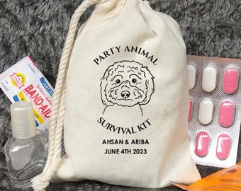 Party Animal Survival Kit Bags - Recovery Kit Bags - Bachelorette Party - Wedding Welcome Bags - Survival bags - Hangovers only last a day