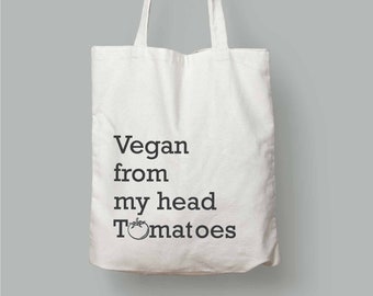 Vegan From My Head Tomatoes-Vegan Bag-Vegan Tote Bag-Tote Bags-Vegan Gifts for Her- Vegan Bag-Vegan Gift-Cotton Tote Bag