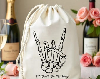 Personalized Til Death Do Us Party Bags - Skeleton Bag - Wedding Welcome Bags - Custom Bags - Bachelorette Party Favor - Hangover Kit