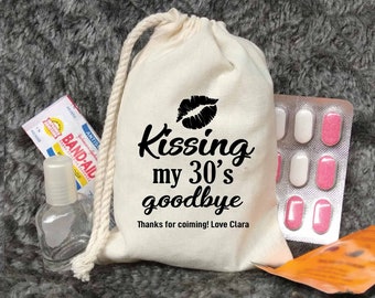 Birthday Favor Bags - Kissing my 30th 40th 50th 60th 70th Goodbye Birthday bag - Favor Bags -Custom Printed-Hangover kit