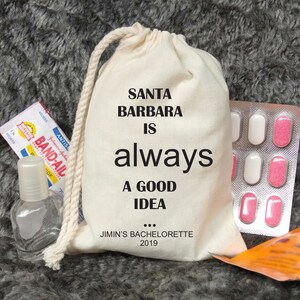 Santa Barbara - Good Idea - Bachelorette Hangover Kit - Wedding Favor Bag - Bachelorette Party - Personalized bag - Jimin's Bachelorette