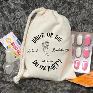 Bride Or Die - Skeleton Rose Bag - Wedding Welcome Bags - Custom Bags - Bachelorette Party Favor - Gift Bag - Hangover Kit - Personalized