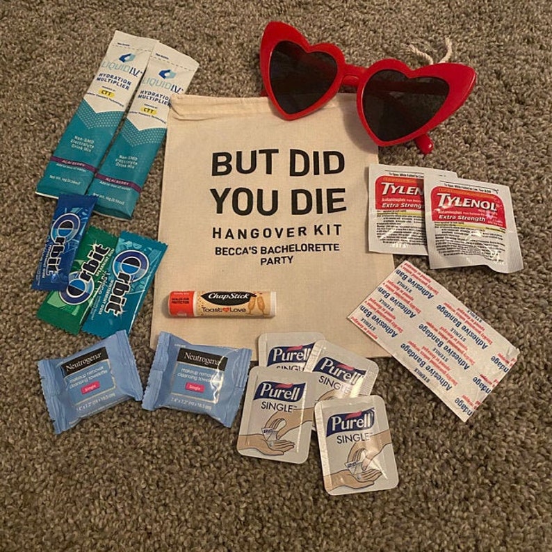 But Did You Die Hangover Kit Bachelorette Party Favors Vegas Bachelorette Party Hangover kit Las Vegas Hangover Survival Kit image 7