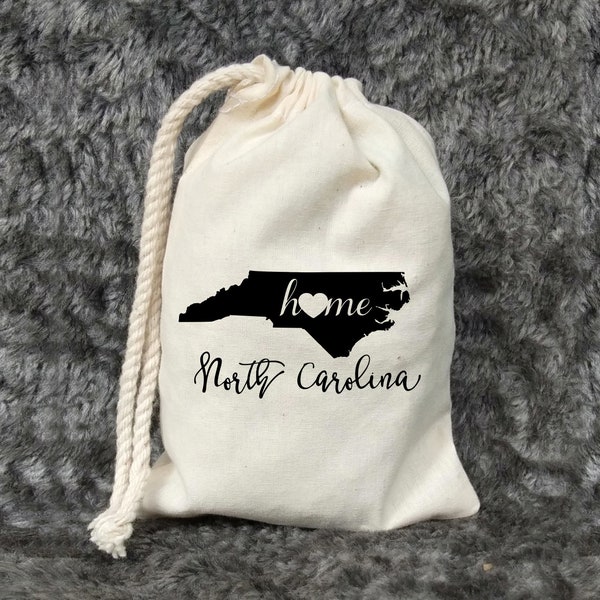 State Outline Favor Bags - North Carolina Wedding - Destination Wedding - Personalized State Outline - Home Outline - State Wedding