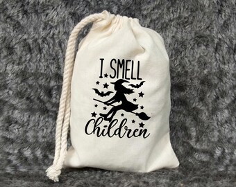 I Smell Children Halloween Bags - Happy Halloween Bags - Personalized Halloween Bag-Halloween Treat Bags for Kids-Halloween pumpkin gift bag