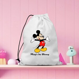 Pesonalized Minnie Mouse Inspired Bags, Disney Character UV Printed Bag, Mickey Birthday Party Favor Gift Bags, Kids Birthday Name Bags image 2