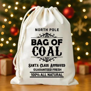 Christmas Bag-Bag of Coal-Christmas Gift Bag-Christmas Favor Bag-Santa Sack-Lump of Coal-Stocking Stuffer-Christmas for Kids
