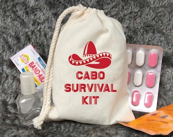 Cabo Survival Kit-Cabo Crew Favor Bag-Hangover Kit-Survival Kit-Recovery Kit-Bachelorette Weekend-Mexico Wedding-Cabo San Lucas-fiesta
