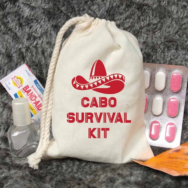 Cabo Survival Kit-Cabo Crew Favor Bag-Kater Kit-Survival Kit-Recovery Kit-Bachelorette Wochenende-Mexiko Hochzeit-Cabo San Lucas-Fiesta