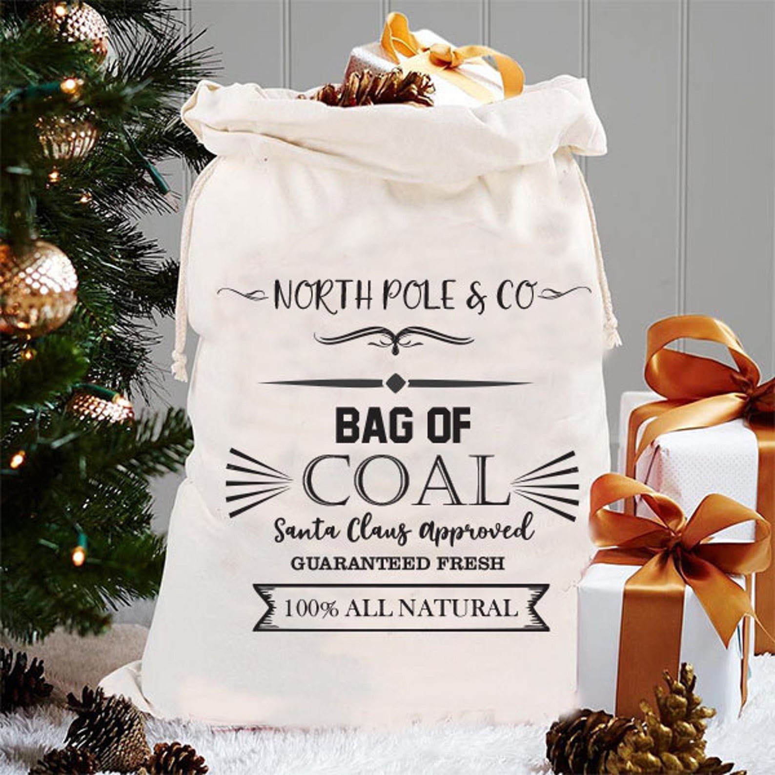 Christmas Coal Bag Santa Sack Lump of Coal Santa | Etsy
