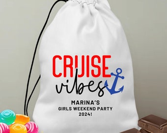 Personalised Cruise Vibes Favor Bags, Cruise Gift Bag, Cruise Vacation Bachelorette Bags, Ship Party Supplies, Custom Name Party Bags